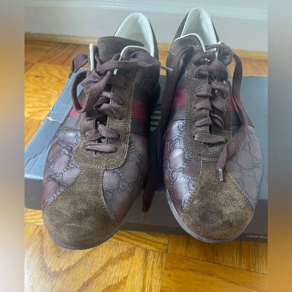 Gucci Guccissima Leather Web Sneakers - Size 10 D - Picture 6 of 9